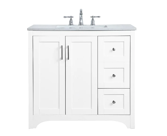 Elegant 36 In. Single Bathroom Vanity in White VF17036WH