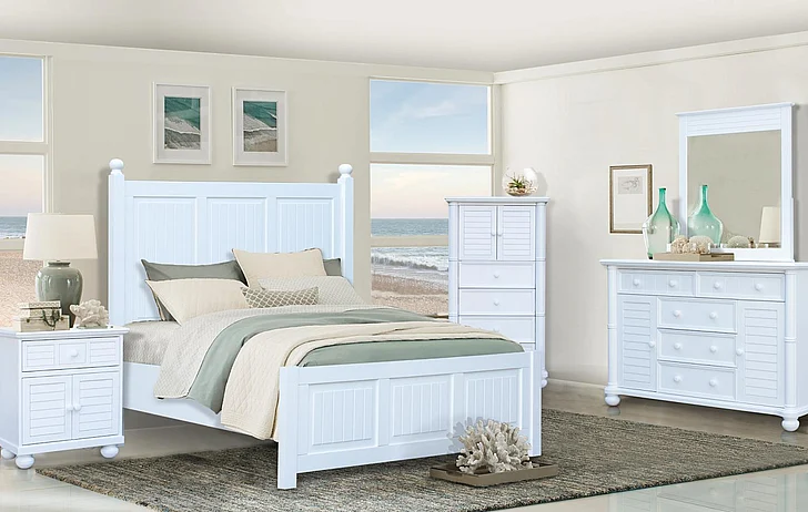 Cottage Creek Beachfront 4pc Panel Bedroom Set in White