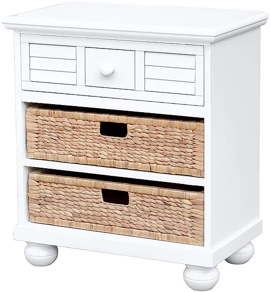 Cottage Creek Beachfront Bedroom Basket Nightstand in White 1737-0150