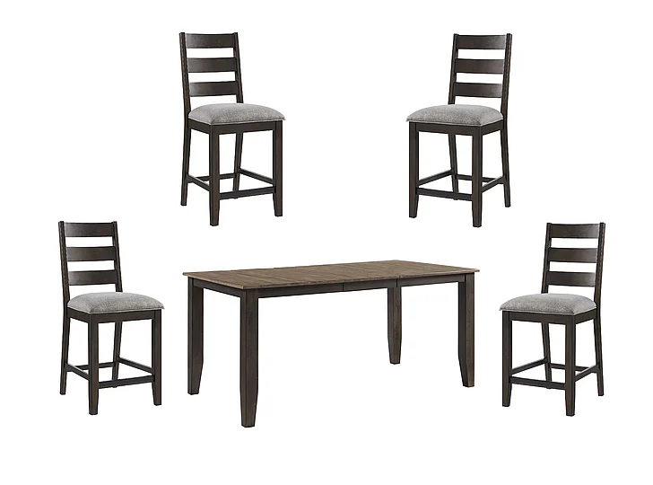 Intercon Furniture Beacon 5pc Counter Height Dining Room Set in Black & Walnut