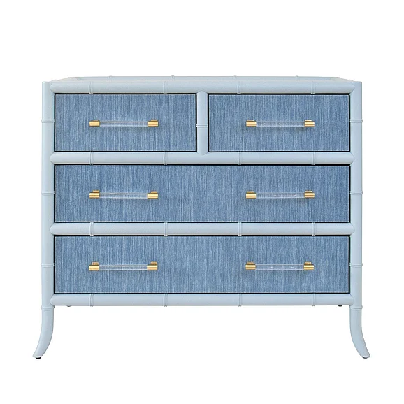 Worlds Away Four Drawer Chest in Light Blue Matte Lacquer BECKETT BL