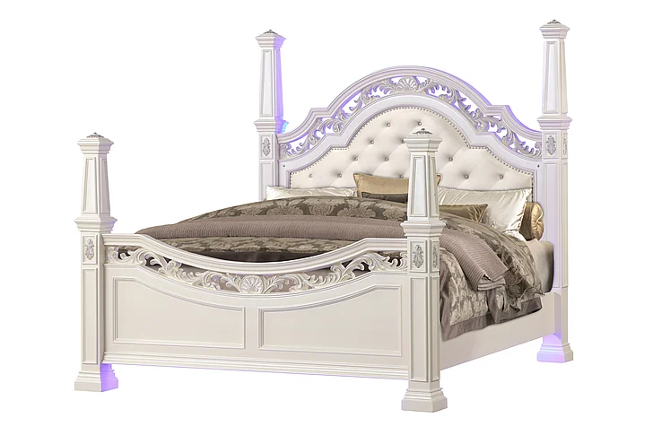Cosmos Valentina White King Bed Pearl WHVAL KB