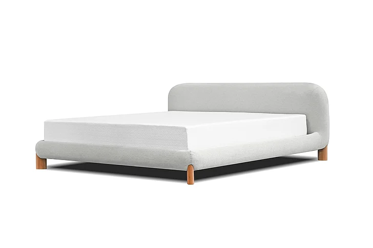 Mobital Rubble Upholstered Bed King Cream Latte Fabric/White Oak Legs BED-RUBB-CRLA-KING