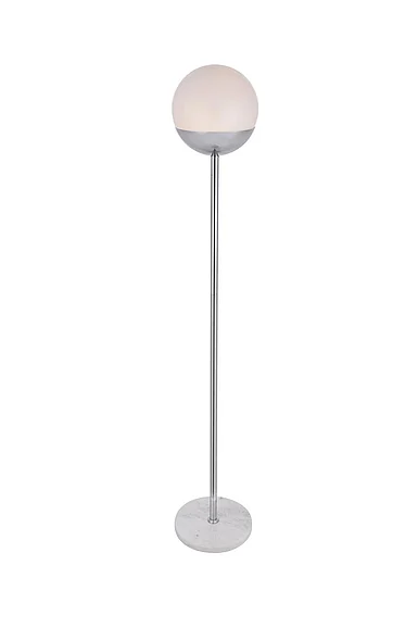 Elegant Eclipse 1 Light Chrome Floor Lamp with Frosted White Glass LD6148C