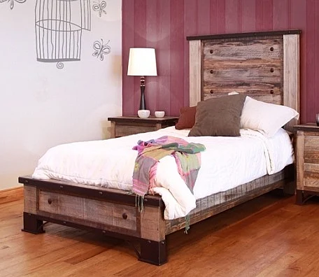 IFD Antique Cal King Platform Bed in Multi Color