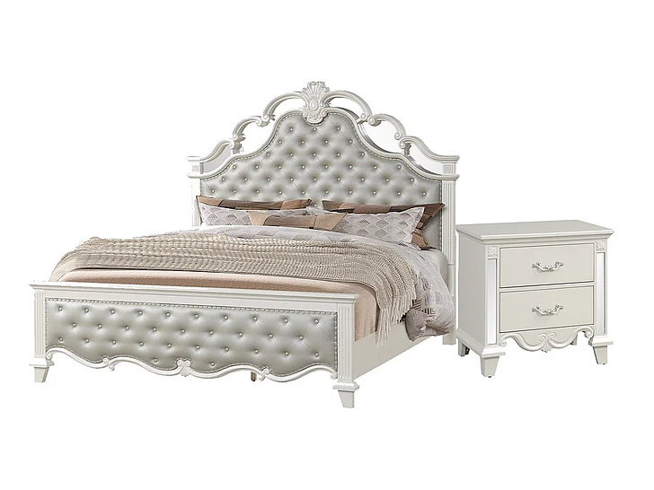 Cosmos Sonia 2pc Bedroom Set in Pearl