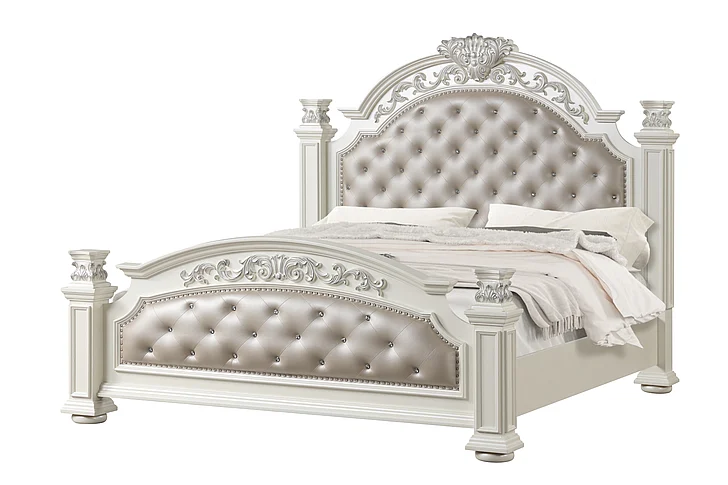 Cosmos Platinum White Queen Bed Pearl PEPLA QB