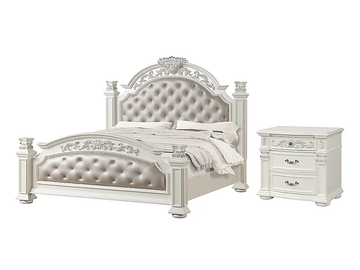 Cosmos Platinum 2pc Bedroom Set in Pearl