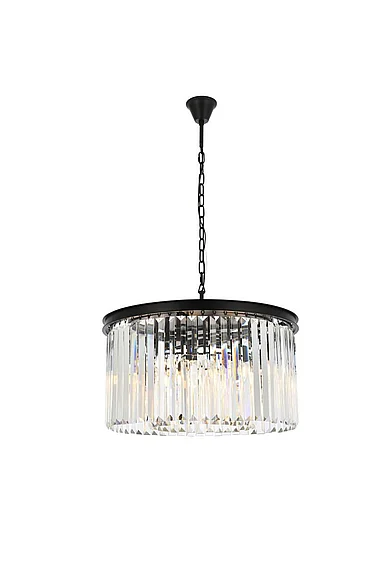 Elegant Sydney 8 Light Matte Black Chandelier Clear Royal Cut Crystal 1238D26MB/RC