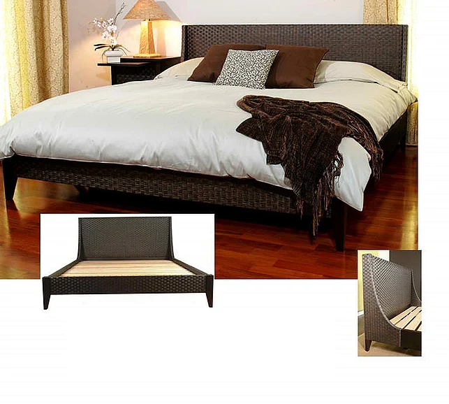 Indo Puri Chelle King Rattan Shelter Bed in Dark Espresso