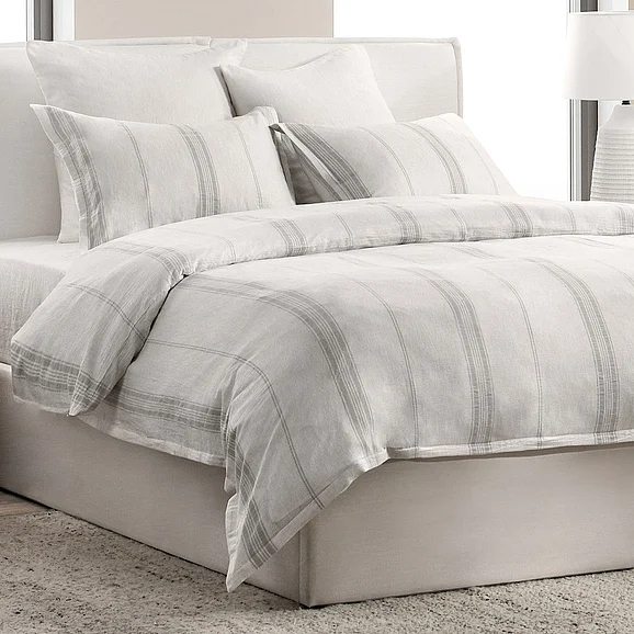 Classic Home Jayson 3-Piece Linen Blend Fabric Duvet in Gray Stripe BEDD350K