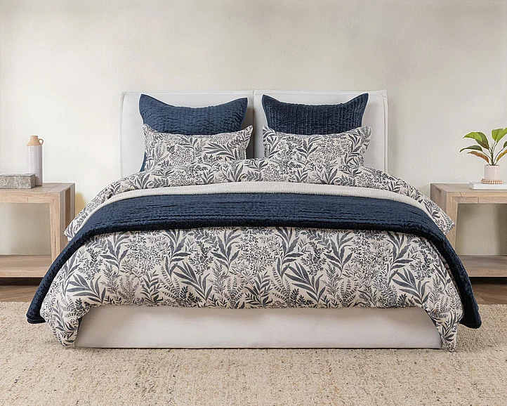 Classic Home Mulberry 3-Piece Linen Blend Duvet Set in Denim Blue BEDD354K PROMO