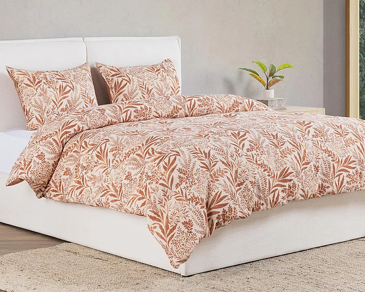 Classic Home Mulberry 3-Piece Linen Blend Duvet Set in Chestnut Brown BEDD355K PROMO