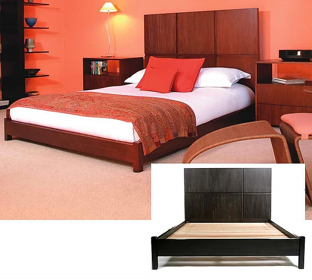 Indo Puri Garis Queen Platform Bed in Teak