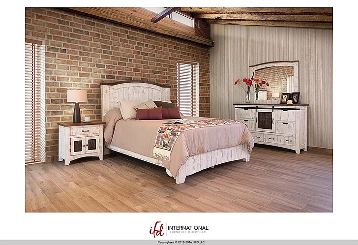 IFD Pueblo 4-Piece Platform Bedroom Set in White