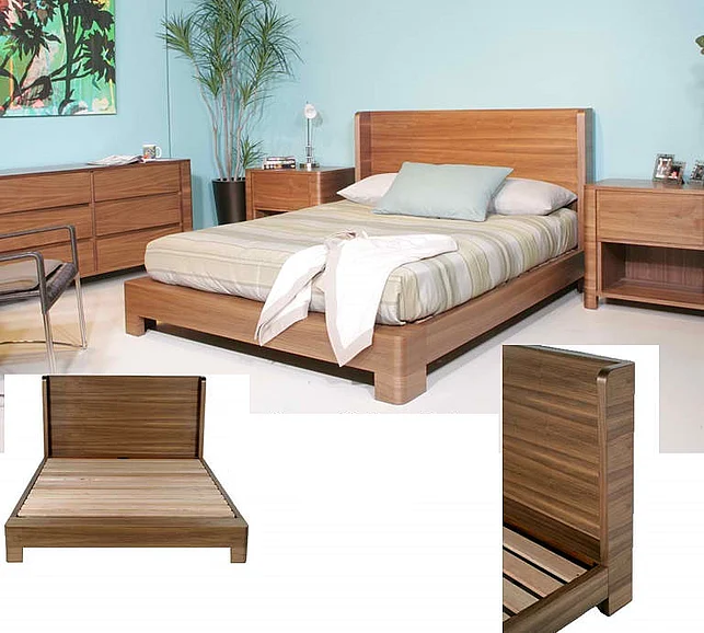 Indo Puri Serena Queen Platform Bed in Natural Walnut