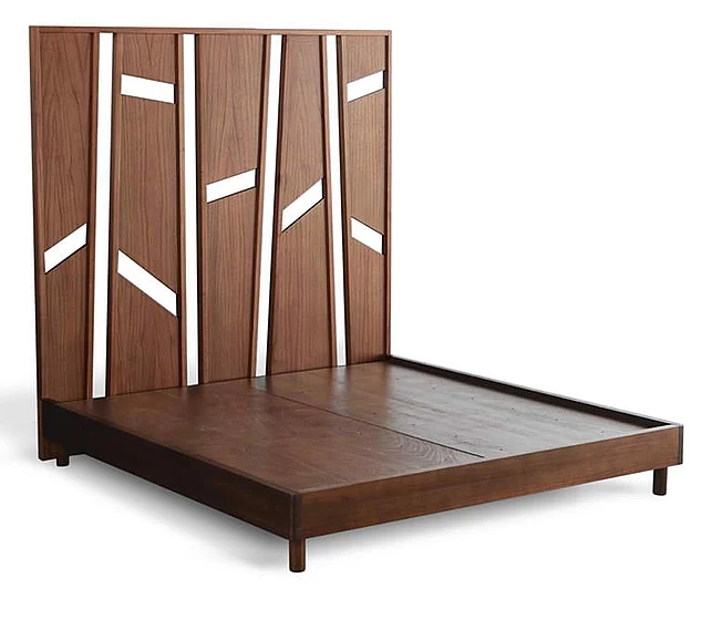Indo Puri Woodland King Platform Bed in Medium Walnut Brown