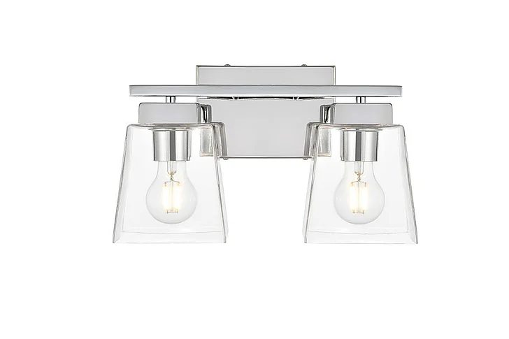 Elegant Merrick 2 Light Chrome and Clear Bath Sconce LD7312W14CH CLOSEOUT
