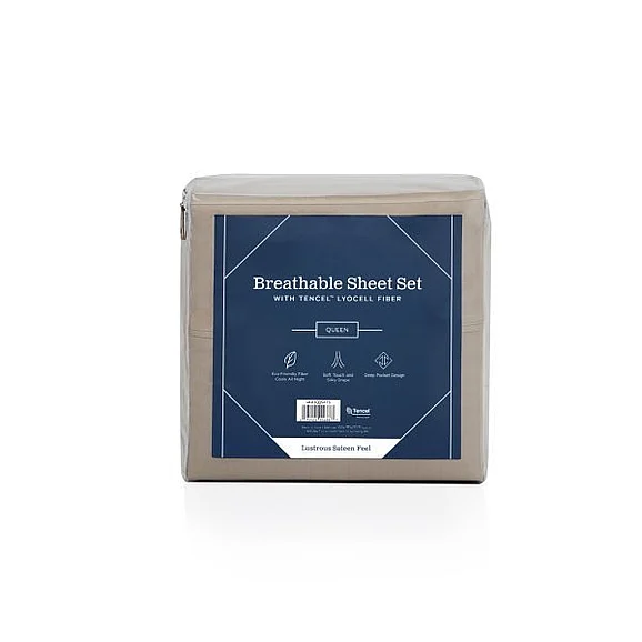 Malouf Weekender™ Breathable Sheet Set with TENCEL™ Lyocell fiber - Split Cal King in Sandstone SPECIAL BUYS