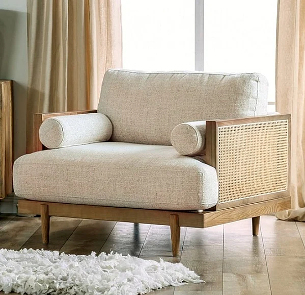 Furniture of America Alesund Chair in Beige/Light Oak CM9981-CH