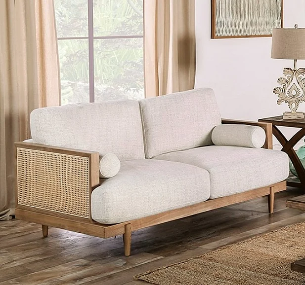 Furniture of America Alesund Loveseat in Beige/Light Oak CM9981-LV