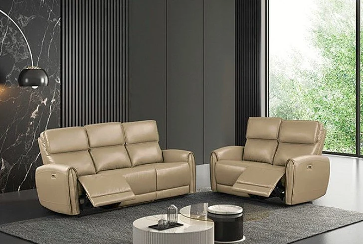 Furniture of America Schlieren 2pc Reclining Living Room Set in Beige