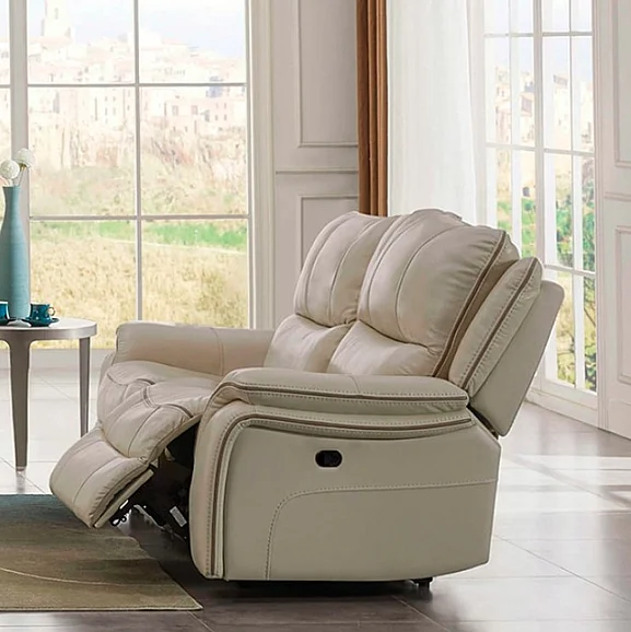 Furniture of America Henricus Manual Reclining Loveseat in Beige CM9911BG-LV