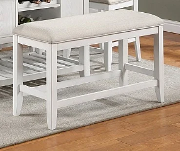 Crown Mark Furniture Wendy Counter Height Bench in White 2717-BENCH