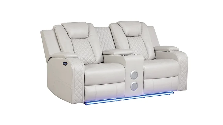 Galaxy Home Benz LED & Power Reclining Loveseat in Ice/ White 659436352759