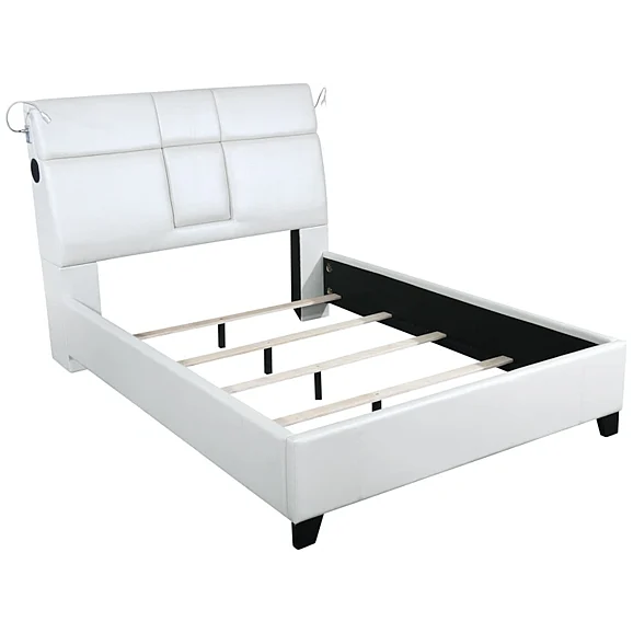 Emma Mason Signature Bali Breeze White Queen Bed w/ Bluetooth Speaker in White
