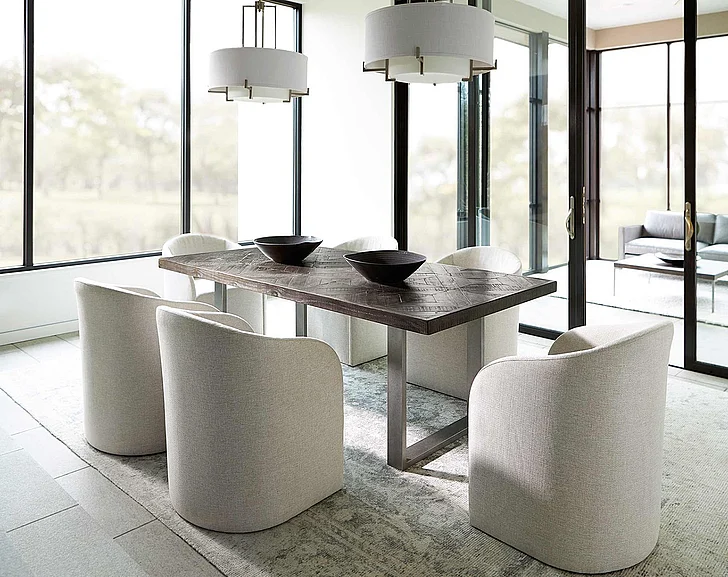 Bernhardt Logan Square 7pc Draper Rectangular Dining Room Set in Sable Brown - SET A
