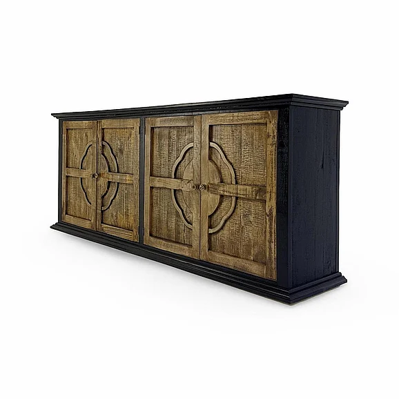 Split Nickel Beth 90" Console Black Jes Sandstone Doors MIC-BETH-90C | B5BS190