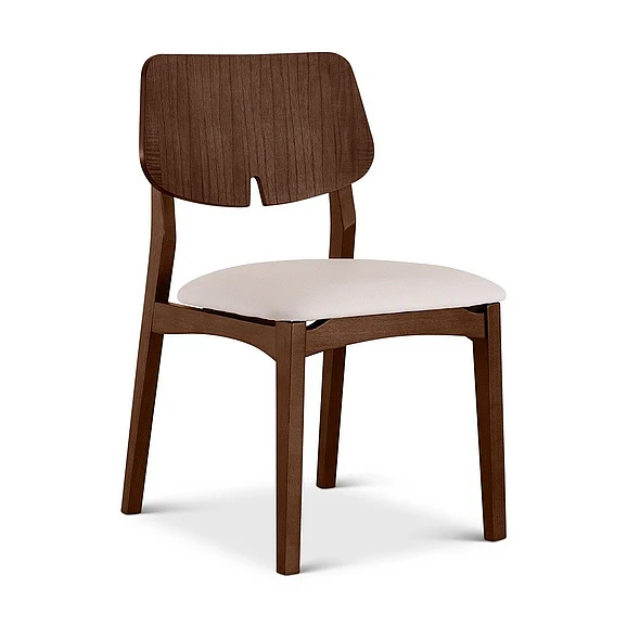 Urbia Modern Brazilian Beth - Side Chair - Shimmy Cream Seat - Nogal Frame BSM-240405-16
