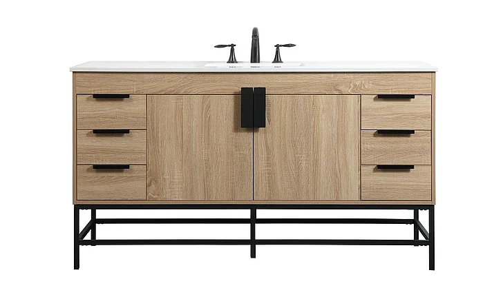 Elegant 60 In. Single Bathroom Vanity in Mango Wood VF48860MW