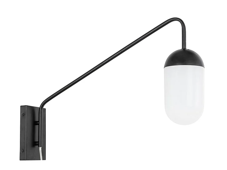 Elegant Kace 1 Light Black and Frosted White Glass Wall Sconce LD6175BK CLOSEOUT