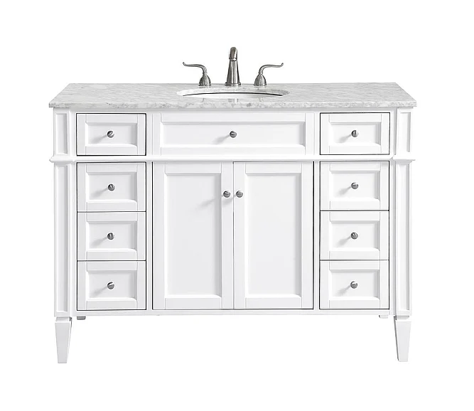 Elegant 48 In. Single Bathroom Vanity Set in White VF12548WH