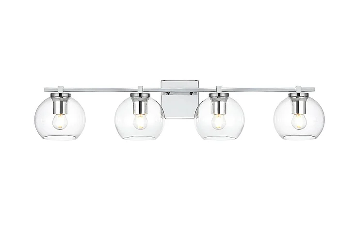 Elegant Juelz 4 Light Chrome and Clear Bath Sconce LD7311W34CH CLOSEOUT