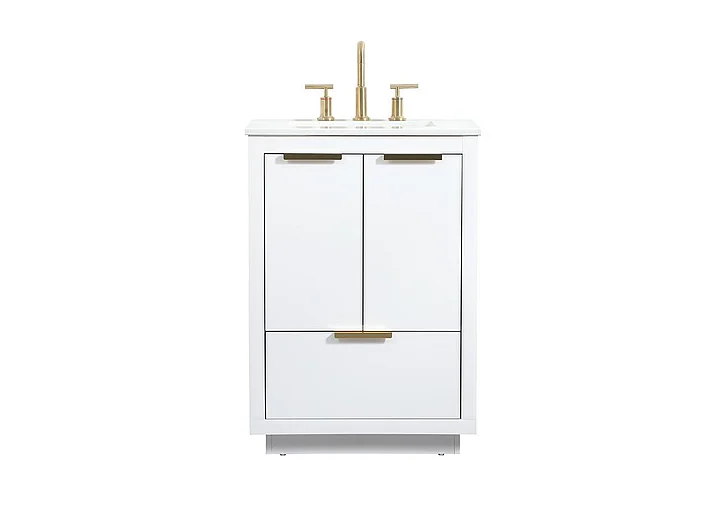 Elegant 24 In. Single Bathroom Vanity in White VF19424WH