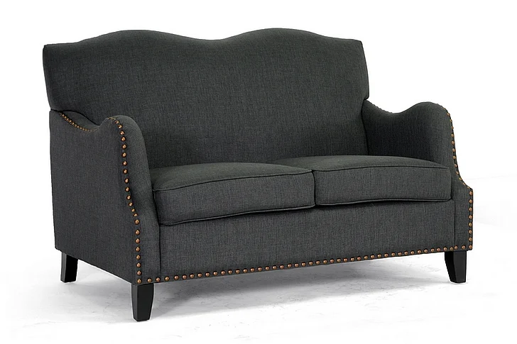 Baxton Studio Penzance Linen Loveseat in Dark Gray
