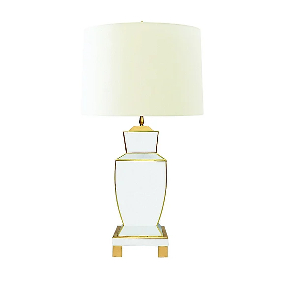 Worlds Away Custom Hand Painted Urn Shape Tole Table Lamp in Custom Color BIANCA COM