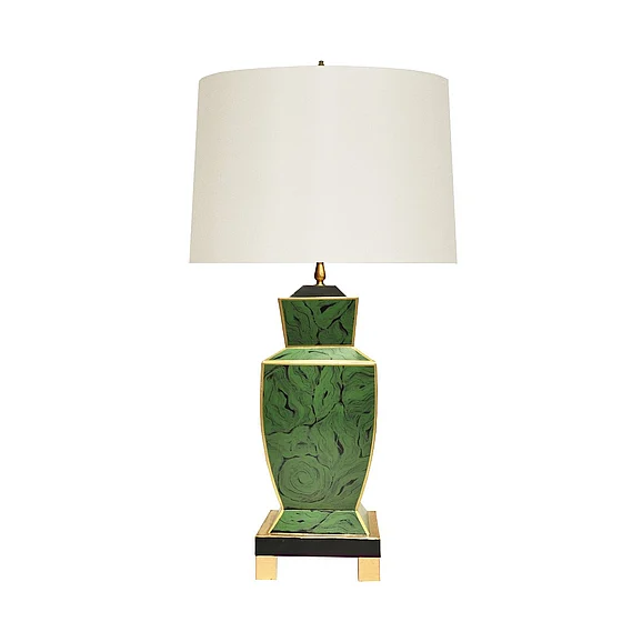 Worlds Away Bianca Hand Painted Urn Shape Tole Table Lamp in Malachite BIANCA MAL