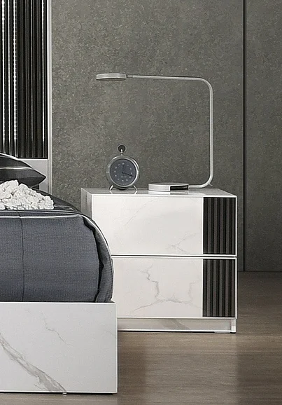 J&M Furniture Bianca Nightstand Right in White and Grey Marble 17645-NSR CLOSEOUT