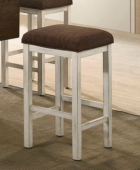 Furniture of America Bingham Stool in Antique White/Dark Brown CM3168BR-ST-2PK (Set of 2)