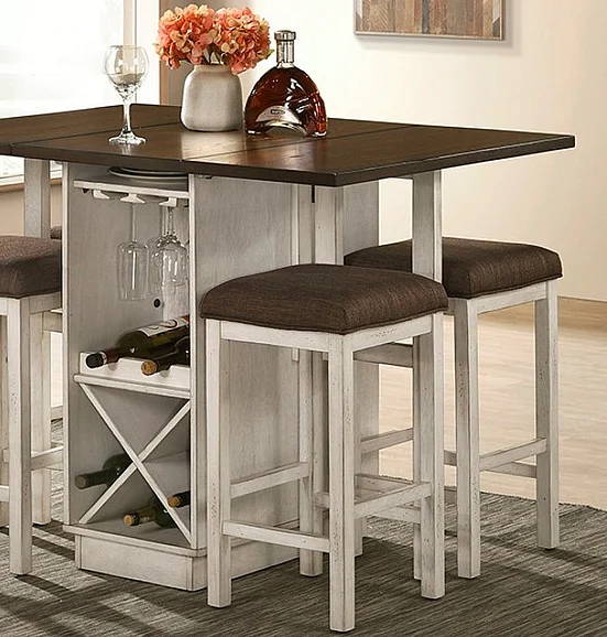 Furniture of America Bingham Counter Height Table in Dark Walnut/Antique White CM3168BR-PT