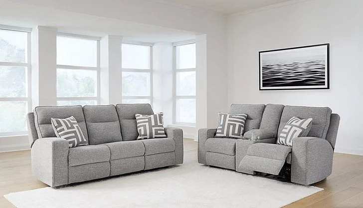 Biscoe Power Recliner 2Pc Living Room Set in Pewter
