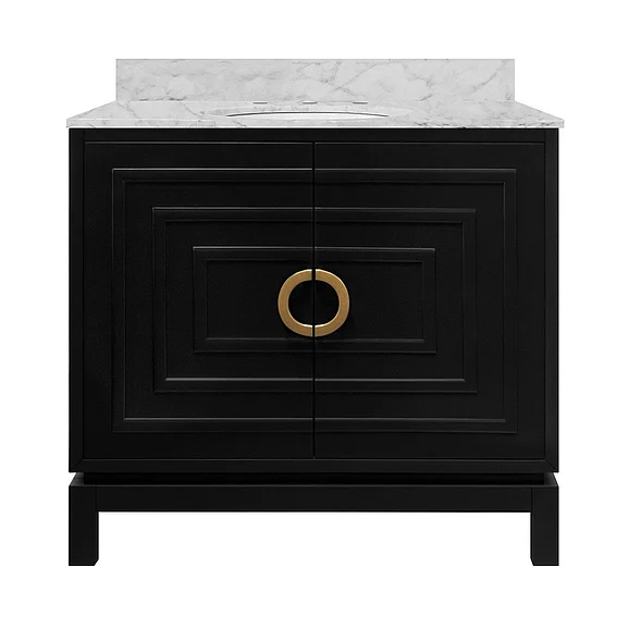 Worlds Away Bixby Bath Vanity in Matte Black Lacquer BIXBY BLK