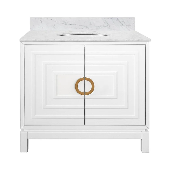 Worlds Away Bixby Bath Vanity in Matte White Lacquer BIXBY WH