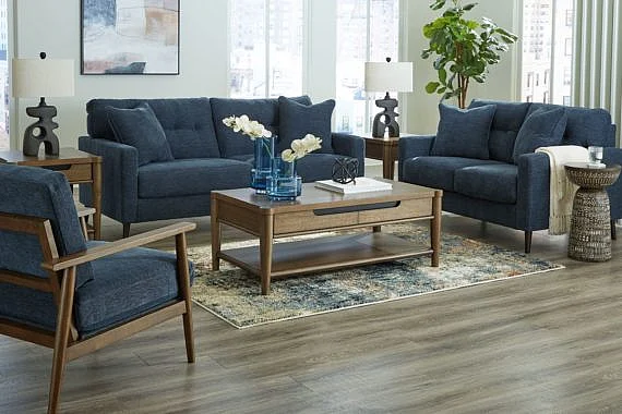 Bixler 3pc Sofa Living Room Set in Navy