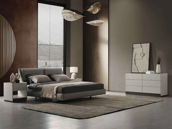 Whiteline Modern Raphael 2pc Bedroom Set in Light Grey