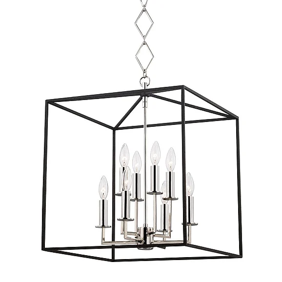 Hudson Valley Lighting Richie Lantern in Polished Nickel W/ Black BKO151-PN/BK